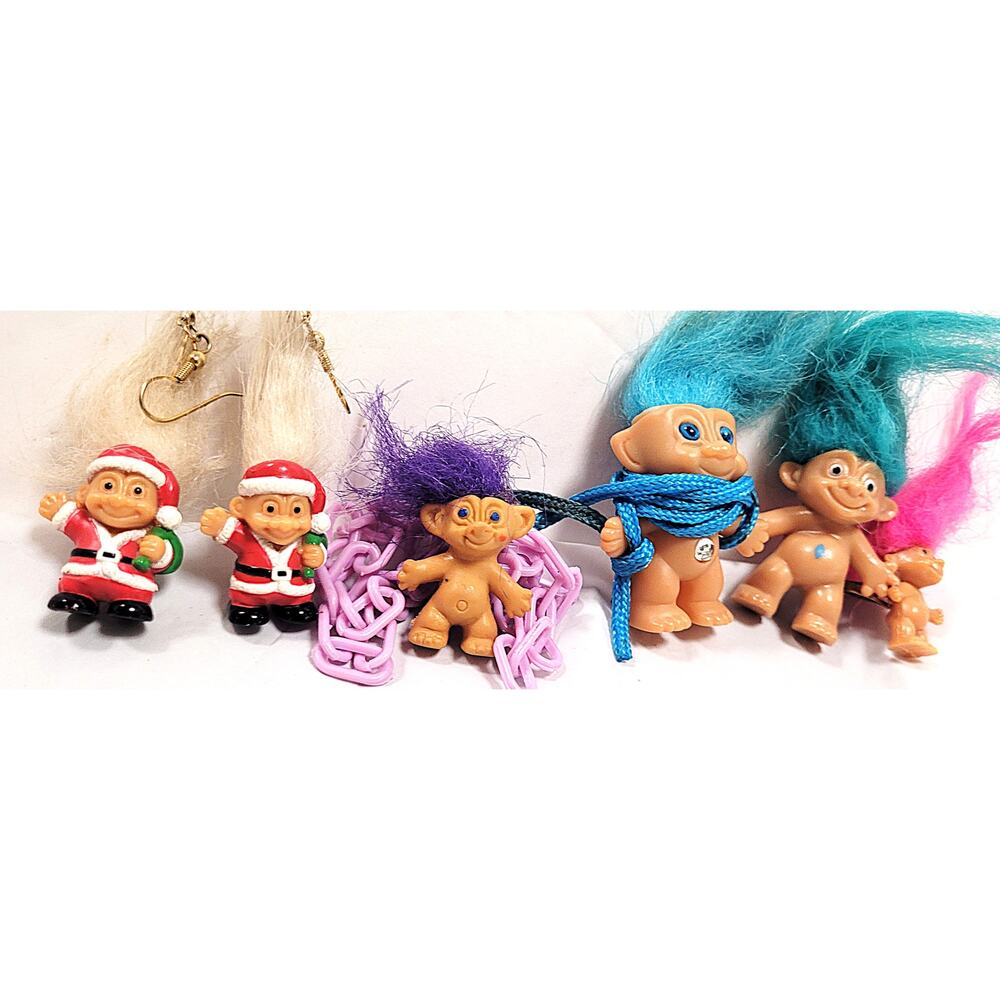 (7B) Vintage Mixed Sizes & Varieties~ Troll Necklaces, Pin, Ring & Earrings Lot